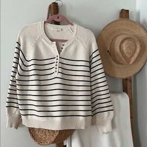 Sezane Leontine Jumper Ecru with Navy Stripes Size XL